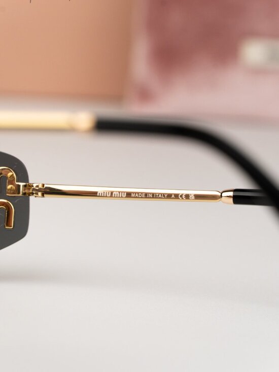 Miu Miu Women Sunglasses Gold Grey Rectangle Rimless MUA51S 5AK5S0 NEW AUTHENTIC main image 8